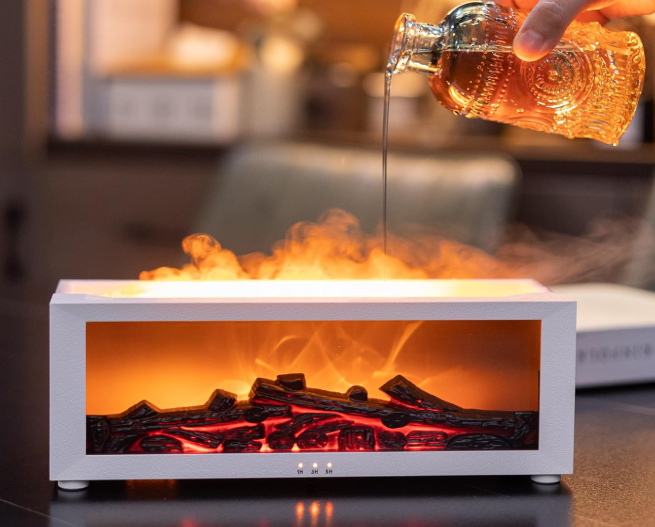 Luluflare™ — Bûche diffuseuse d’ambiance effet flamme & brume