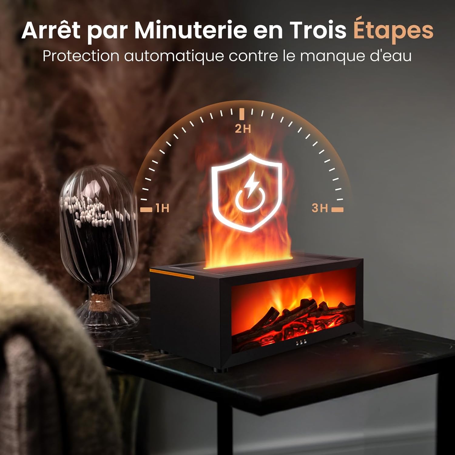 Luluflare™ — Bûche diffuseuse d’ambiance effet flamme & brume