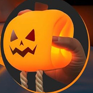 Luluboo® Nightmare — la veilleuse citrouille en silicone (version renfrognée)